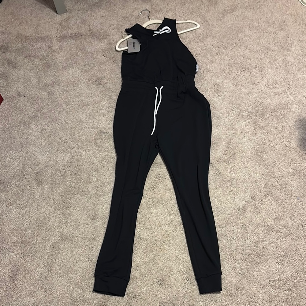 Gymshark Solace Black Tapered Jumpsuit with Drawstring Waist